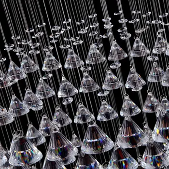 LED kristalų liustra lempos valgomasis laiptų originalumas lempa diamond apvalaus šviestuvo