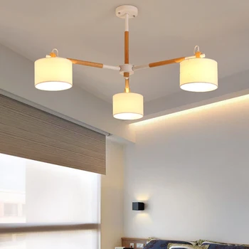 Led medienos šviestuvo lempa valgomasis Šiaurės paprasta mediena meno liustra apšvietimo šiuolaikinės AC 110V-260V Miegamųjų namo lempos