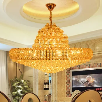 LED Modernus Aukso K9 Krištolo Sietynas, Didelis Apvalus Aukso Krištolo Sietynai Žibintai Rungtynių Hotel Club Crystal Blizgikliai AC90V-260V