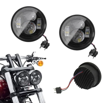 LED Motociklas, žibintai žibintai, skirtas Harley Dyna Fat Bob FXDF 2008-2016 Juoda 4.5 colių aukštos ir Žemos šviesos FatBob priekinis žibintas