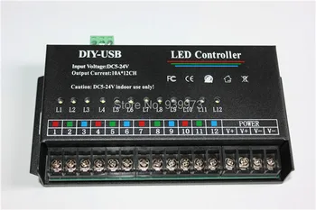 Led RGB Valdiklis 12 Kanalų Dinaminis Nuskaitymo USB 