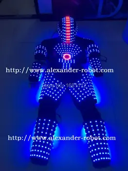 LED roboto Kostiumas /LED Drabužiai, kostiumai/ LED Robotas kostiumai/ baltos, auksinės šviesos robotas