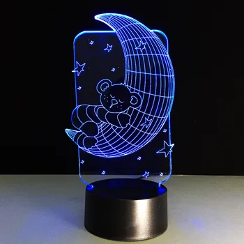 LED vaiko Kambarys Žibintas 3D Ant Moon Star Naktį, Šviesos, Spalvų Kaita, Animacinių filmų Stalo Lempa Lovos Miega Apšvietimo Naujovė Kalėdos Dovanas