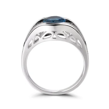 Leige Papuošalai Turas Supjaustyti Akmuo London Blue Topazas Žiedas Vestuvinis Žiedas lapkričio Birthstone 925 Sterlingas Sidabro Žiedas Moterims