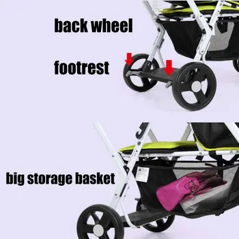 Lengvas Vežimėlis Dvyniai, galinės sėdynės gali apkrovos 2-7ages vaikai, gali sėdėti gali gulėti kūdikio vežimėlis, Nešiojamasis Dvynių Vežimėlis