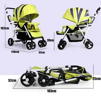 Lengvas Vežimėlis Dvyniai, galinės sėdynės gali apkrovos 2-7ages vaikai, gali sėdėti gali gulėti kūdikio vežimėlis, Nešiojamasis Dvynių Vežimėlis