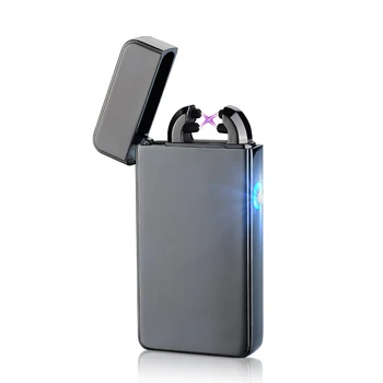 Lengvesni Dual Lanko USB Elektroninių Įkrovimo Žiebtuvėliai Kryžiaus Flameless Cigarečių Degiklio dalykėlių vyrų encendedor