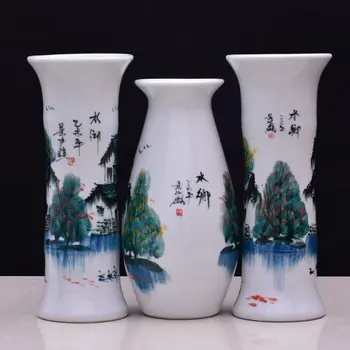 Lentelėje trys kūrybinės keramikos vaza papuošalų rinkinys su gėlių įdėjimas prietaisas paprastas kambarį vestuvių dekoravimas