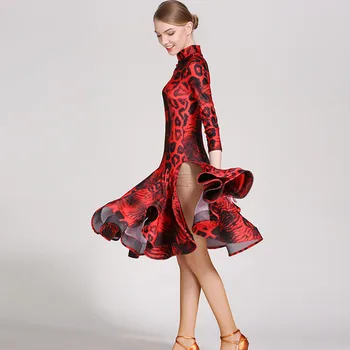 Leopard lotynų amerikos šokių suknelės moterims, lotynų suknelė modernaus šokio kostiumas seksualus tango suknelės šokių suknelė latino moterų salsa
