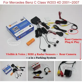 Liislee Mercedes Benz C Class W203 4D 2001~2007 - Automobilių Parkavimo Jutikliai + Galinio vaizdo Kamera = 2 in 1 Vaizdinė Parkavimo Sistema