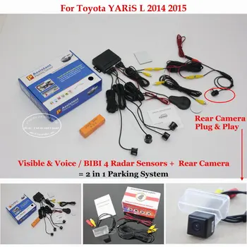 Liislee Toyota YARiS L - Automobilių Parkavimo Jutikliai + išoriniai Galinio vaizdo Kamera = 2-1 Visual / BIBI Signalizacijos Parkavimo Sistemos