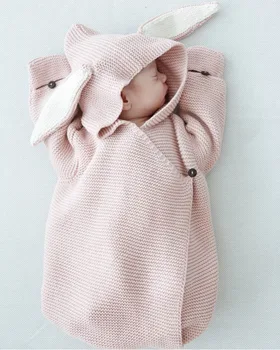 LILIGIRL Kūdikių Antklodės Naujagimių Megzti Kūdikių Apima Triušio Ausies Swaddling Baby Wrap Fotografijos Bunny Stilius Suvystyti Wrap