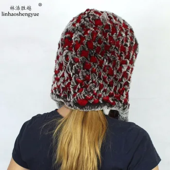 Linhaoshengyue free shopping triušio kailio kepurė nekilnojamojo šiltą kepurę moterų žiemą