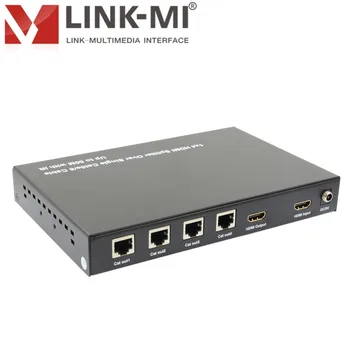 LINK-MI SPE104 1x4 HDMI Splitter Per Vieną Cat5e/6 kabelis 50M perduoti IR Paramos 3D 1080P DIP jungiklis EDID nustatymas