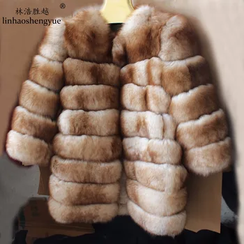 Linshegnhaoyue tikro kailio Imitacija sabalas lapės kailiniai paltai moterims šiltas žiemos ping
