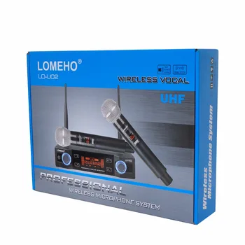 LO-U02 UHF Ilgo Nuotolio Dual Channel 2 Nešiojamą Mic Siųstuvas Profesinės Karaoke UHF Bevielio Mikrofono Sistema
