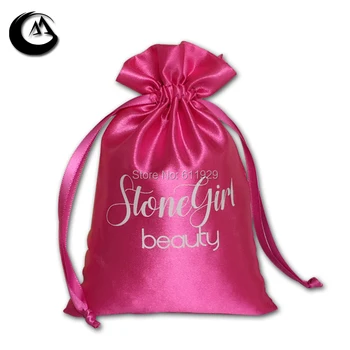 Logotipą dovana satino pakavimo Krepšys, Aukščiausios klasės audiniai Laikymo Maišelis,dovanų maišelis,moterų plaukų pakavimo maišelis 100 vnt aikštelė