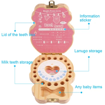 Logwood Mediniai Kūdikių Dantų Lauke suvenyrų Pieno dantų seifas už dantų suvenyrai, puiki dovana 3-6YEARS berniukas mergaitė dovanos