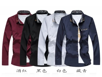 LONMMY Plius dydis M-7XL Gėlių marškinėliai vyrams, ilgomis rankovėmis, Siuvinėta Gėlių spausdinti Mens suknelė marškiniai Prekės ženklo drabužių Naujas 2018 m. rudenį