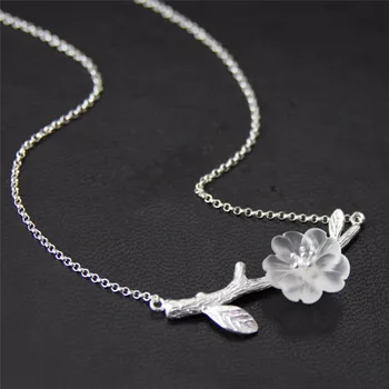 Lotus Įdomus Originali 925 Sterlingas Sidabro Rankų darbo Dizaineris Fine Jewelry Gėlių Lietuje Karoliai Pakabukas su Moterų Collier