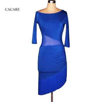 Lotynų Šokių Suknelė Moterims Suaugusiųjų Kostiumas su Tassles 1/2 Rankovės Salsa Standartinių Šokių Suknelės CAD191