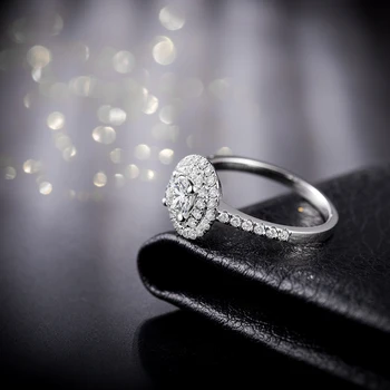 Loverjewelry Kietas 14 KARATŲ Balto Aukso Apvalios Formos Blizgančių Diamond Vestuvių Žiedai Moterims Jubiliejų Meilės Dovana