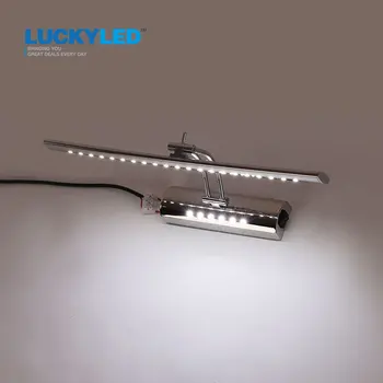 LUCKYLED 7W led veidrodis su šviesos jungiklis sienos montuojamas vonios kambarys lempos AC110 - 220V nerūdijančio plieno 40CM patalpų sienos lempos
