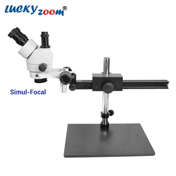 Luckyzoom 7X-45X vienu metu-Židinio Trinokulinis Stereo, Zoom Mikroskopu Lankstus Trikojis Stovas 60 Žiedas Šviesos Litavimo Telefono Microscopio