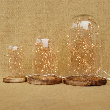 LukLoy naktinė lempa, Stiklas Bell Jar Naktį Lempa su Led Vario Viela, Styginių Šviesos Stalo, Naktiniai Ekranas Kalėdų Vestuvių Dovana