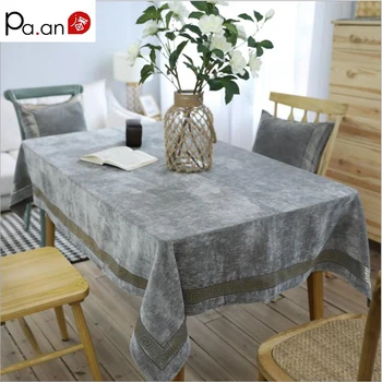 Luxury Nordic Gray Tablecloth Rectangle Geometry Both Side Flannel Table Covers Soft Banquet Wedding Home Table Decoration