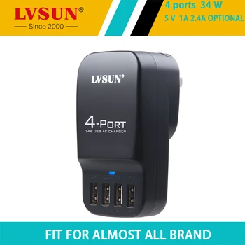 LVSUN 4 Port 34W 6.8 Universalus 5V 2.4 4in1 Nešiojamas USB Sieninis Įkroviklis Multi Port Kelionės AC Adapteris, skirtas Iphone 4, 4s, 5 5s 6 LS-4U