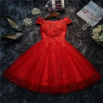 LYG-A5#2018 m. pavasarį naujas nėrinių seksuali raudonos spalvos nėrinių trumpas vestuves promenadzie suknelė didmeninė nuotaka tuoktis Bridesmaid Dresses pigiai