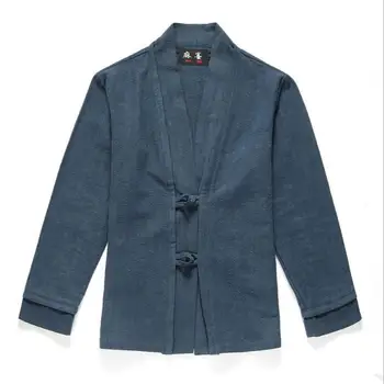 M-3XL 2018 m. Pavasarį ir rudenį vyrų Naujas kinijos stilius derliaus mygtukai nacionalinių drabužių irregula lino kailis atsitiktinis palaidų lino viršūnės