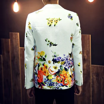 M-6XL 2018 naują pavasario retro šiaurės rytų gėlės tiktų Britų vyriški laisvalaikio plonas kostiumas striukė plius dydis dainininkas kostiumų, drabužių