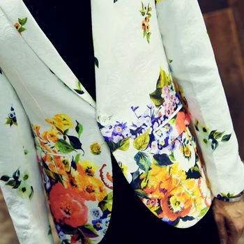 M-6XL 2018 naują pavasario retro šiaurės rytų gėlės tiktų Britų vyriški laisvalaikio plonas kostiumas striukė plius dydis dainininkas kostiumų, drabužių