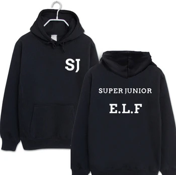 M. naujos atvykimo kpop super junior sj elf juoda hoodies gerbėjai atsitiktinis megztinis megztiniai vyrams, moterims polerones
