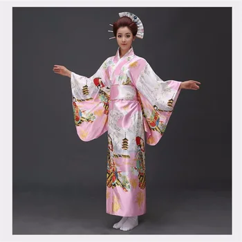 Madingų Moterų Gėlių Kimono Seksualus Romantiška Yukata Su Obi Derliaus Šalis Suknelė Japonijos Cosplay Kostiumų Vienas Dydis