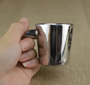 Mados 304 nerūdijančio plieno kavos puodelį, dvigubo sluoksnio išskirtinį mažos talpos espresso kavos puodelio trumpai 65ML