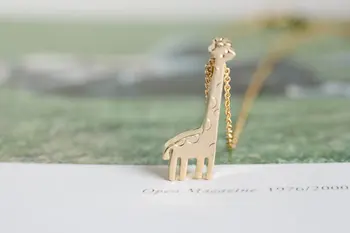 Mados Aukso spalva sidabro padengtą mielas žirafa Karoliai Karoliai Pakabukas moterims, dovana Nemokamas Pristatymas Didmeninė