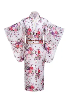 Mados Ežero mėlyną vakarinę Suknelę Japonijos Moterų Tradicija Kimono Yukata Su Obi Derliaus Cosplay Kostiumų Vienas dydis