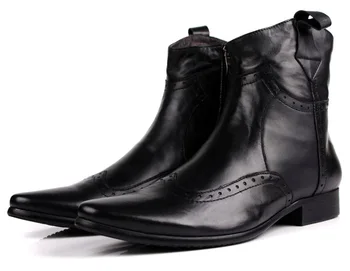 Mados juodas / rudas įdegis pažymėjo tne motociklo batai mens cowboy boots mens natūralios odos batai mens batai