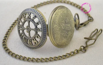 Mados kietas bronzos spalvos arabų kvarco kišeninio laikrodžio vyrų valandą fob laikrodžiai vintage retro classic gold dial trumpo juosmens grandinės karšto