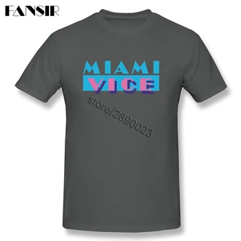 Mados Marškinėlius Vyrų Miami Vice TV Šou Vyrų Marškinėliai trumpomis Rankovėmis Crewneck Medvilnės Vaikinai Vasaros Tees