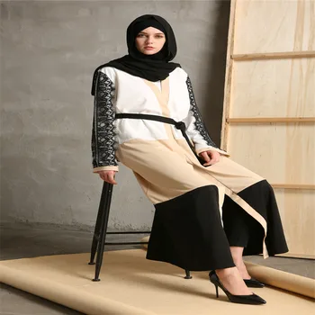 Mados Musulmonų Maxi Nėrinių Suknelė Abaja Cardigan Rūbeliai Vintage Stiliaus Moteris Vestido Islamo Momentinių Hijab Arabų, Turkų