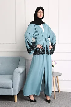 Mados Musulmonų Siuvinėjimo Abaja Cardigan Nėriniai Visą Suknelės, Kimono Ilgas Chalatas, Chalatai Tunika Artimųjų Rytų Ramadanas Islamo Apranga