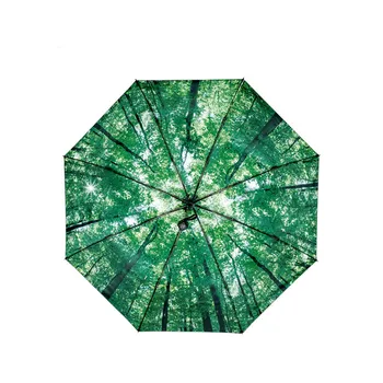 Mados Naujų Mbrella 3 Lankstymo 8K Saulės, Lietaus, UV neautomatinis Skėtis Moterų Miškų Warking Spalvingas Skėtis Paraguas