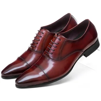 Mados Rudos rudos / juodos pažymėjo tne oxfords verslo bateliai vyrai suknelė, batai natūralios odos oficialų mens vestuvių batai