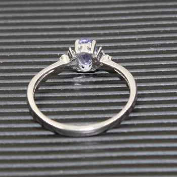Mados sidabras brangakmenio vestuvinis žiedas moters, 4*6 mm nepriekaištinga gamtos tanzanite sidabro žiedas kietas 925 sidabro tanzanite žiedas