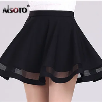 Mados tinklų Projektavimo moterų sijonas elastinga faldas ponios midi sijonas Seksualių Merginų Klostuotas mini sijonai saias Korėja drabužiai