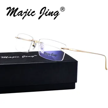Magija JIng T1310 taškus vyrų stilių gryno titano RX optinių rėmelių trumparegystė akiniai akiniai recepto akiniai